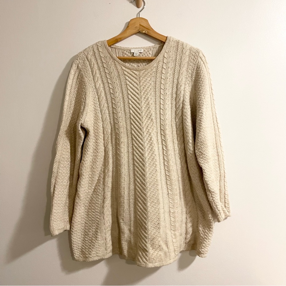 J. Jill Cream Over-Sized Cable Knit Sweater